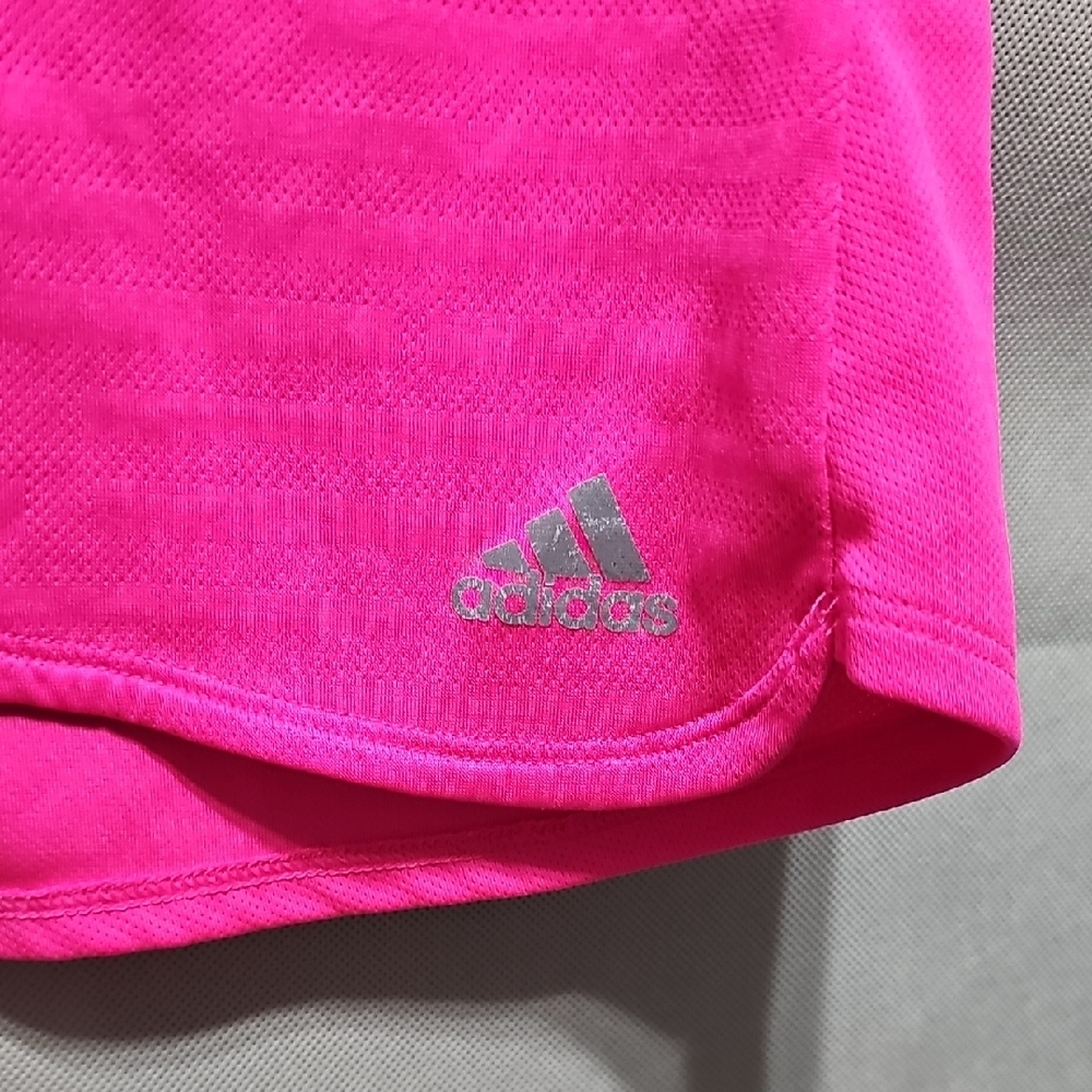 Adidas Hot Pink Sports Tee with Silver Stripes - Picture 6 of 6